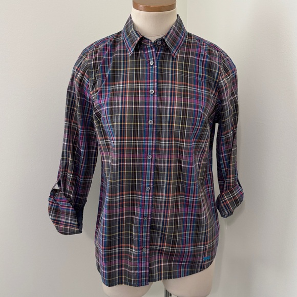 NEW Talbots 8 Petite Plaid Button Down Shirt Top ~ Roll Tab Preppy Classic - Picture 2 of 7